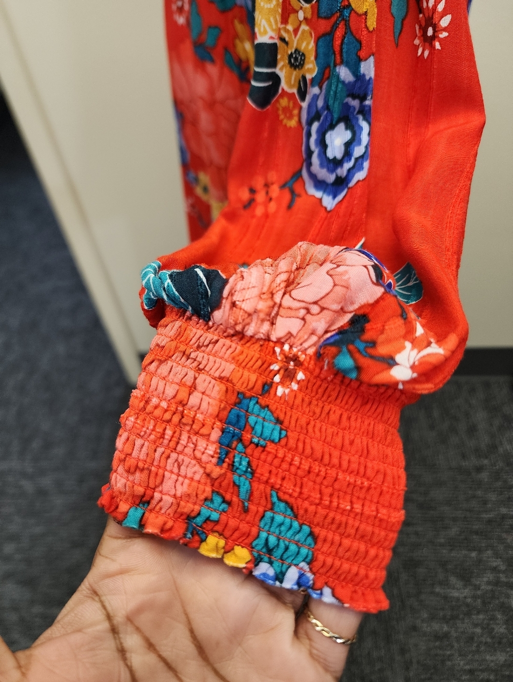 Anthropologie Red Floral Wrap Midi Dress Size 2 - Picture 9 of 10